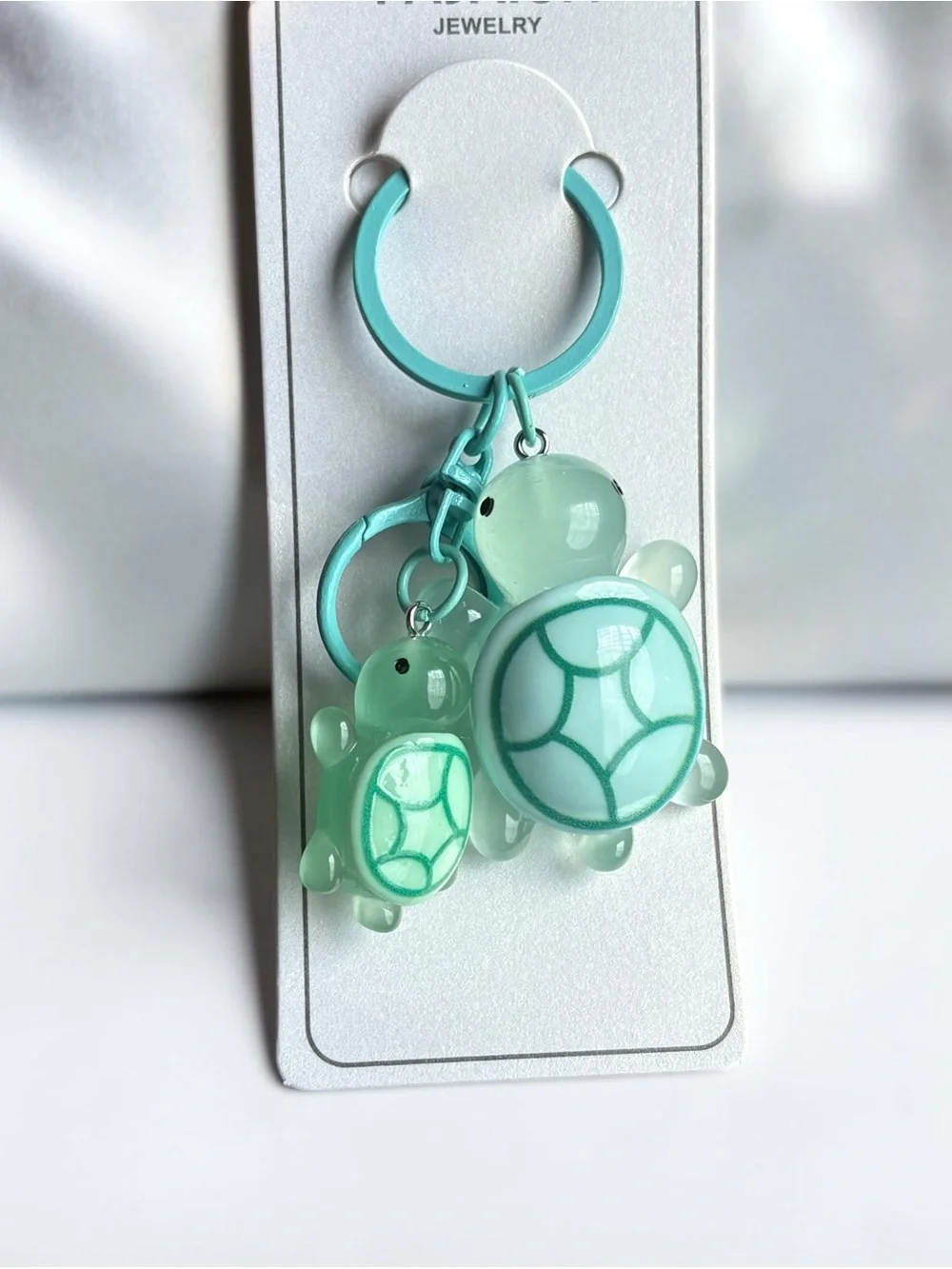 Mint Green Turtle Keychain Duo